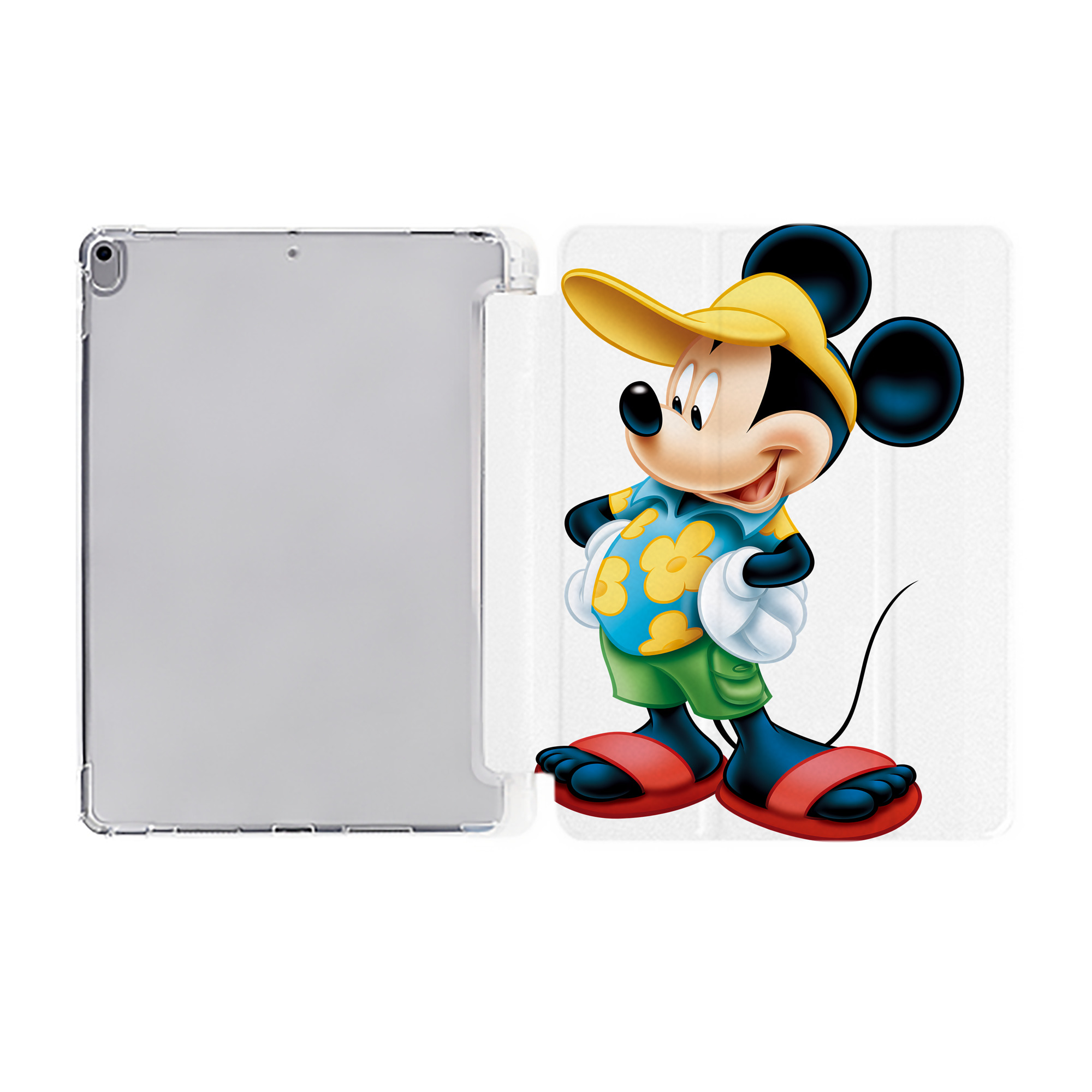 （画像用） ミッキーマウス Mickey Mouse IPad ケース ペン収納付き 三つ折りスタンド PUレザー×シリコン 対応機種9.5/10.5/10.9インチ